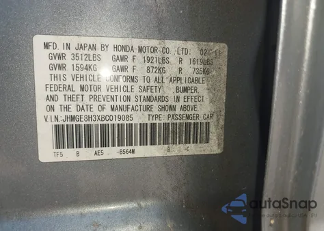 2011 Honda Fit from USA, damaged, VIN JHMGE8H3XBC019085